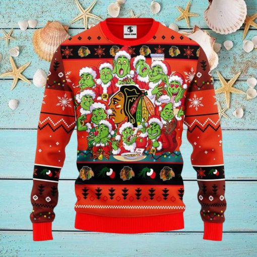 Chicago Blackhawks 12 Grinch Xmas Day Christmas Ugly Sweater Christmas Gift For Fans Party Hoiliday Gift
