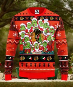 Chicago Blackhawks 12 Grinch Xmas Day Christmas Ugly Sweater