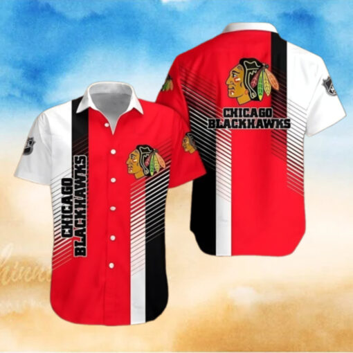 Chicago Blackhawks Bold Stripes Hawaiian Shirt