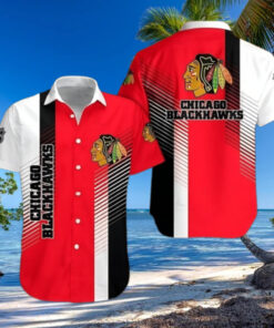 Chicago Blackhawks Bold Stripes Hawaiian Shirt