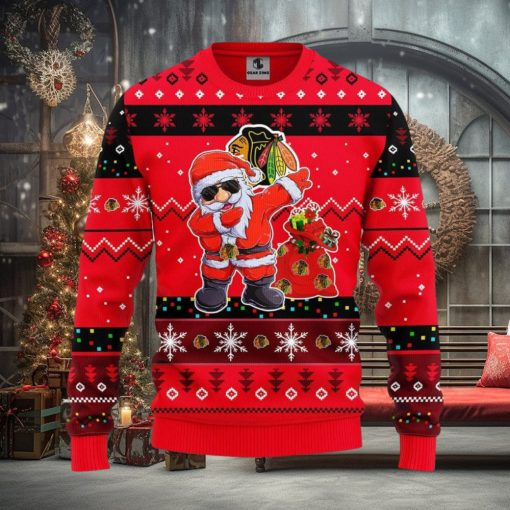 Chicago Blackhawks Dabbing Santa Claus Xmas Ugly Christmas Sweater Best Christmas Gift Ideas