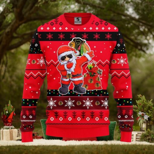 Chicago Blackhawks Dabbing Santa Claus Xmas Ugly Christmas Sweater Best Christmas Gift Ideas