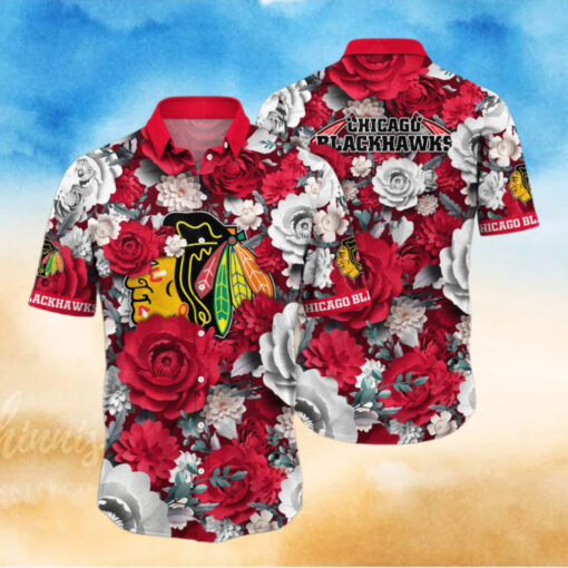 Chicago Blackhawks Elegant Blossom Hawaiian Shirt