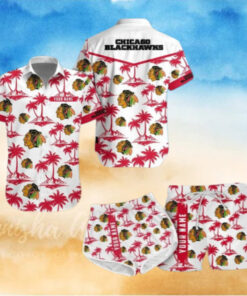 Chicago Blackhawks Island Palms Hawaiian Shirt