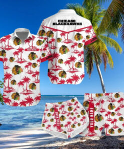 Chicago Blackhawks Island Palms Hawaiian Shirt