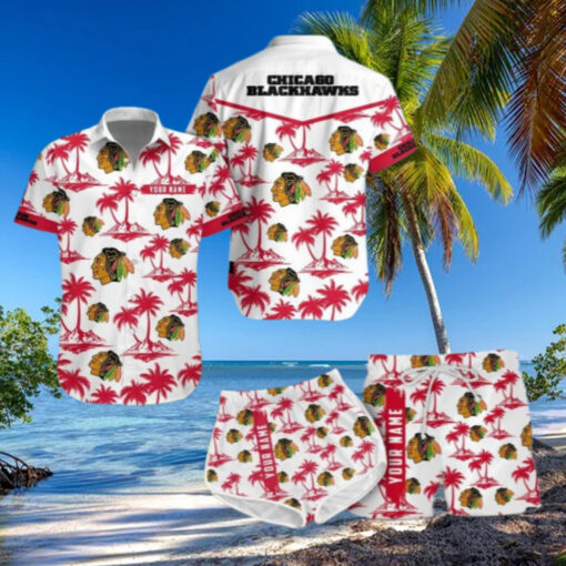 Chicago Blackhawks Island Palms Hawaiian Shirt