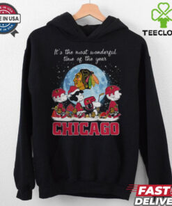 Chicago Blackhawks It The Most Wonderful Time Of The Year Peanut Characters Christmas Shirt