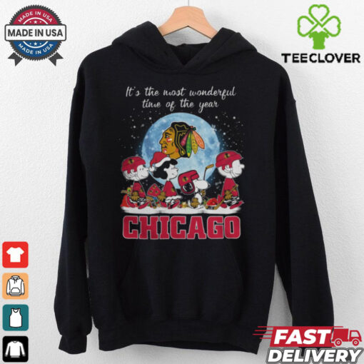 Chicago Blackhawks It The Most Wonderful Time Of The Year Peanut Characters Christmas Shirt