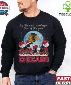 Chicago Blackhawks It The Most Wonderful Time Of The Year Peanut Characters Christmas Shirt
