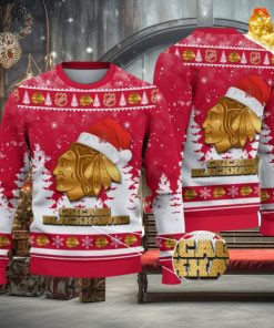 Chicago Blackhawks Logo Wearing Santa Hat Christmas Gift Ugly Christmas Sweater For Sport Fans