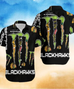 Chicago Blackhawks Monster Energy Claw Hawaiian Shirt