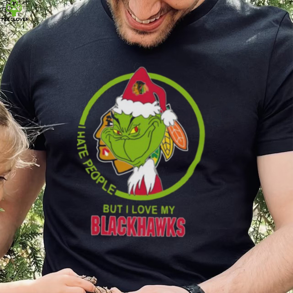 Chicago Blackhawks NHL Christmas Grinch I Hate People But I Love My  Favorite Hockey Team T Shirt - Banantees