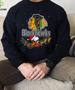 Chicago Blackhawks NHL Santa Snoopy and Woodstock Christmas T Shirt