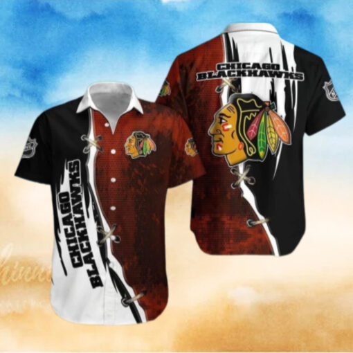 Chicago Blackhawks Rugged Split Hawaiian Shirt