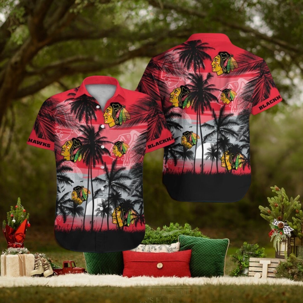 Chicago Blackhawks Short Sleeve Button Up Tropical Shirt Hawaiian Shirt Chicago Blackhawks Short Sleeve Button Up Tropical Shirt Hawaiian Shirt