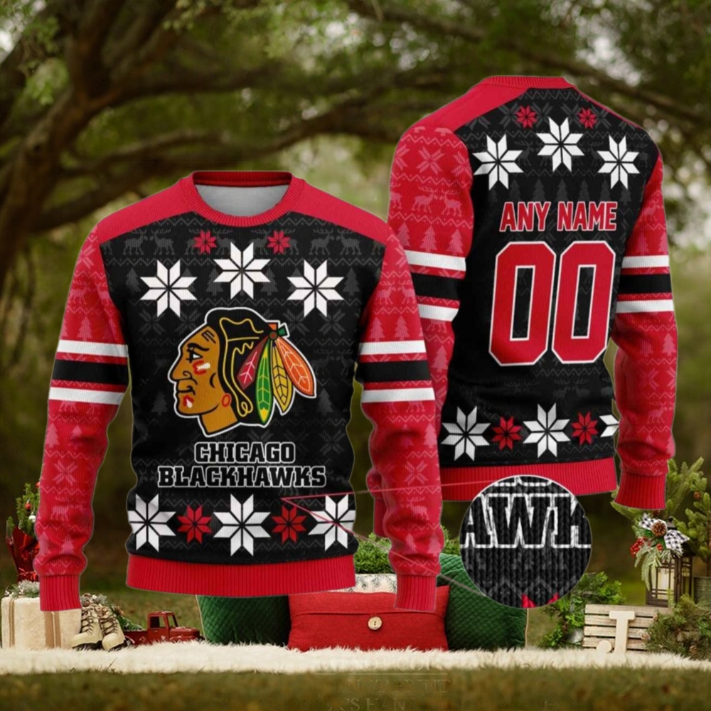 Chicago Blackhawks Sweater Customizable Xmas Sweater for Holiday Fans Chicago Blackhawks Sweater Customizable Xmas Sweater for Holiday Fans