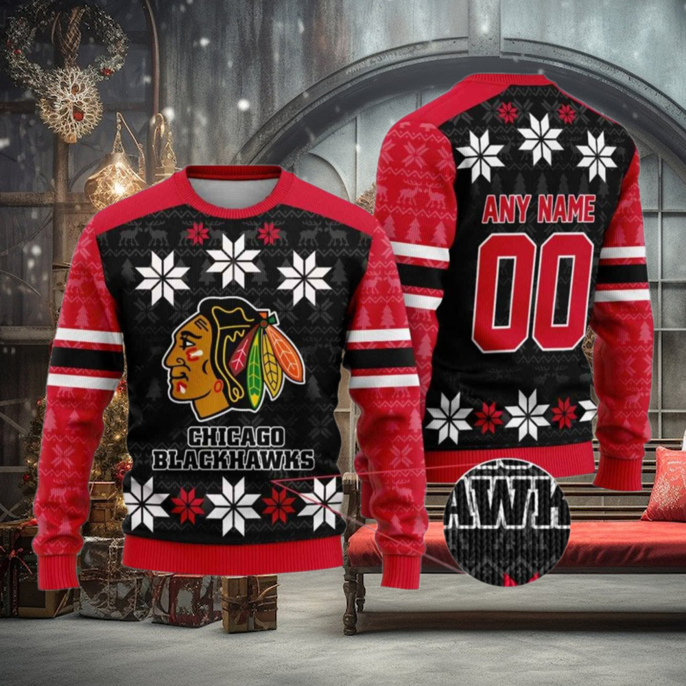 Chicago Blackhawks Sweater Customizable Xmas Sweater for Holiday Fans Chicago Blackhawks Sweater Customizable Xmas Sweater for Holiday Fans