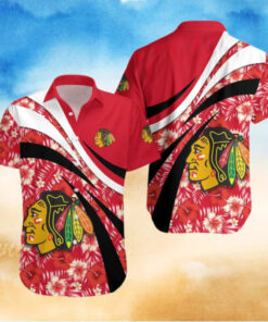 Chicago Blackhawks Tropical Floral Wave Hawaiian Shirt