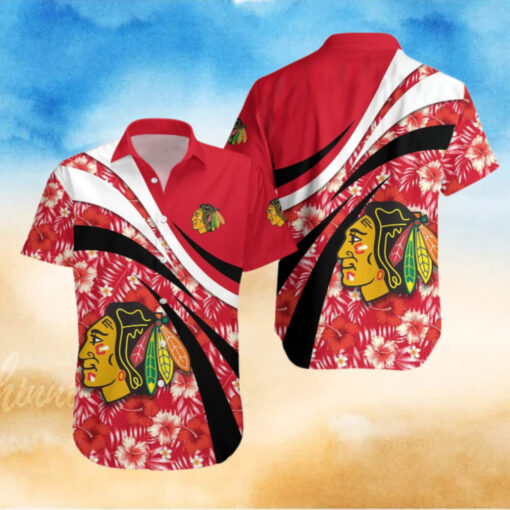 Chicago Blackhawks Tropical Floral Wave Hawaiian Shirt