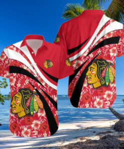 Chicago Blackhawks Tropical Floral Wave Hawaiian Shirt