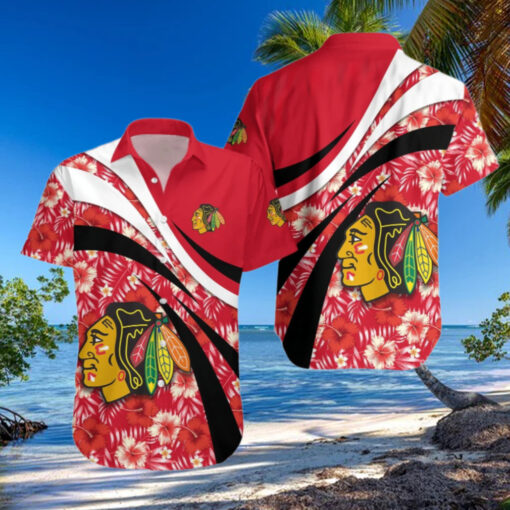 Chicago Blackhawks Tropical Floral Wave Hawaiian Shirt