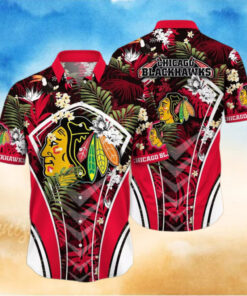 Chicago Blackhawks Tropical Gold Hawaiian Shirt