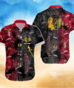 Chicago Blackhawks Tropical Noir Custom Hawaiian Shirt