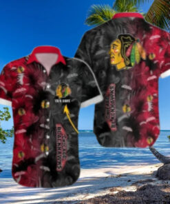 Chicago Blackhawks Tropical Noir Custom Hawaiian Shirt