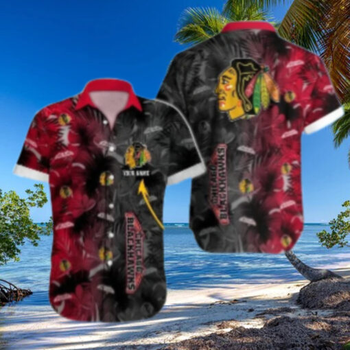 Chicago Blackhawks Tropical Noir Custom Hawaiian Shirt