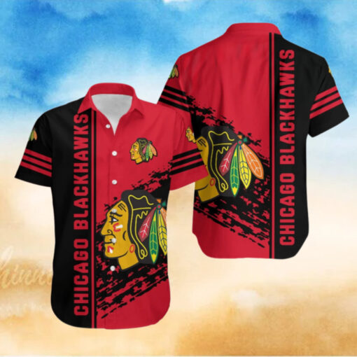 Chicago Blackhawks Urban Stripe Hawaiian Shirt