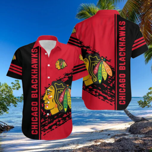 Chicago Blackhawks Urban Stripe Hawaiian Shirt