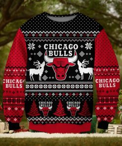 Chicago Bulls Christmas Print Crew Neck Pullover Sweater