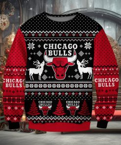 Chicago Bulls Christmas Print Crew Neck Pullover Sweater