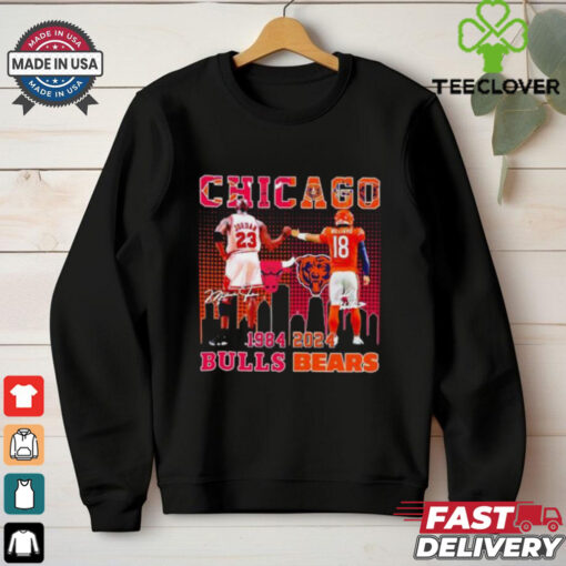 Chicago Bulls Michael Jordan and Chicago Bears Caleb Williams 1984 2024 signatures hoodie, sweater, longsleeve, shirt v-neck, t-shirt