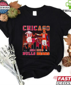 Chicago Bulls Michael Jordan and Chicago Bears Caleb Williams 1984 2024 signatures shirt