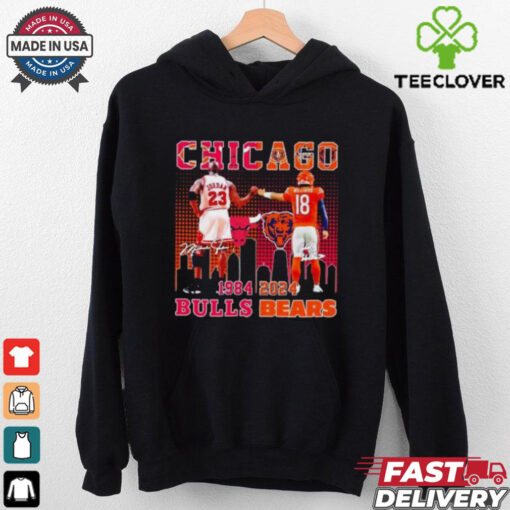 Chicago Bulls Michael Jordan and Chicago Bears Caleb Williams 1984 2024 signatures hoodie, sweater, longsleeve, shirt v-neck, t-shirt