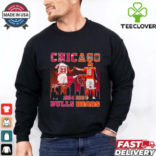 Chicago Bulls Michael Jordan and Chicago Bears Caleb Williams 1984 2024 signatures hoodie, sweater, longsleeve, shirt v-neck, t-shirt