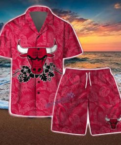 Chicago Bulls NBA Team Logo Basketball Aloha Design Hawaiian Shirt & Short