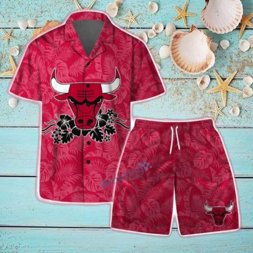 Chicago Bulls NBA Team Logo Basketball Aloha Design Hawaiian Shirt & Short