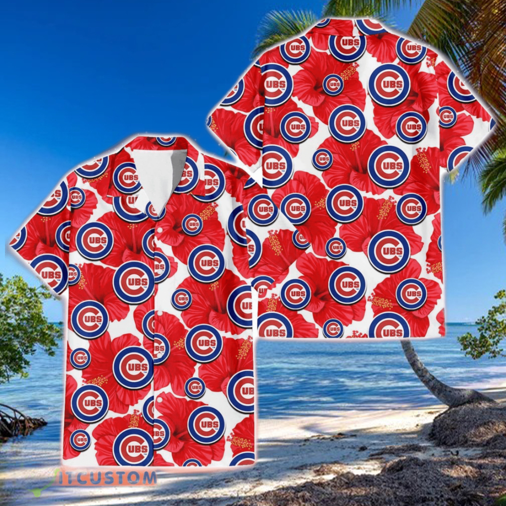 Chicago Cubs Big Red Hibiscus Lover 3D Hawaiian Shirt Summer Gift For Fans