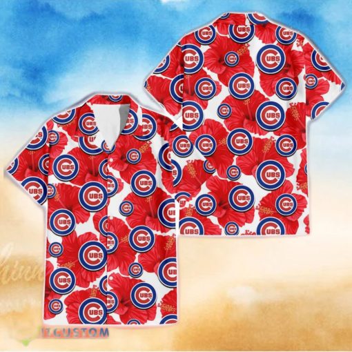 Chicago Cubs Big Red Hibiscus Lover 3D Hawaiian Shirt Summer Gift For Fans