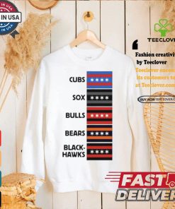 Chicago Cubs Chicago Sox Chicago Bulls Chicago Bears Chicago Blackhawks Chicago flag teams shirt