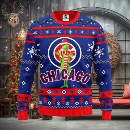 Chicago Cubs Funny Grinch Christmas Ugly Sweater