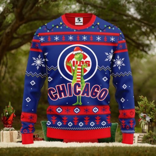 Chicago Cubs Funny Grinch Christmas Ugly Sweater