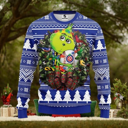 Chicago Cubs Grinch Hug Christmas Ugly Sweater 3D Christmas Xmas Sweater