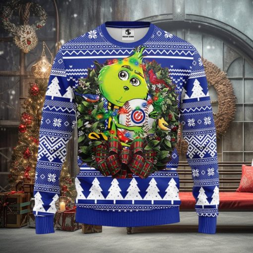 Chicago Cubs Grinch Hug Christmas Ugly Sweater
