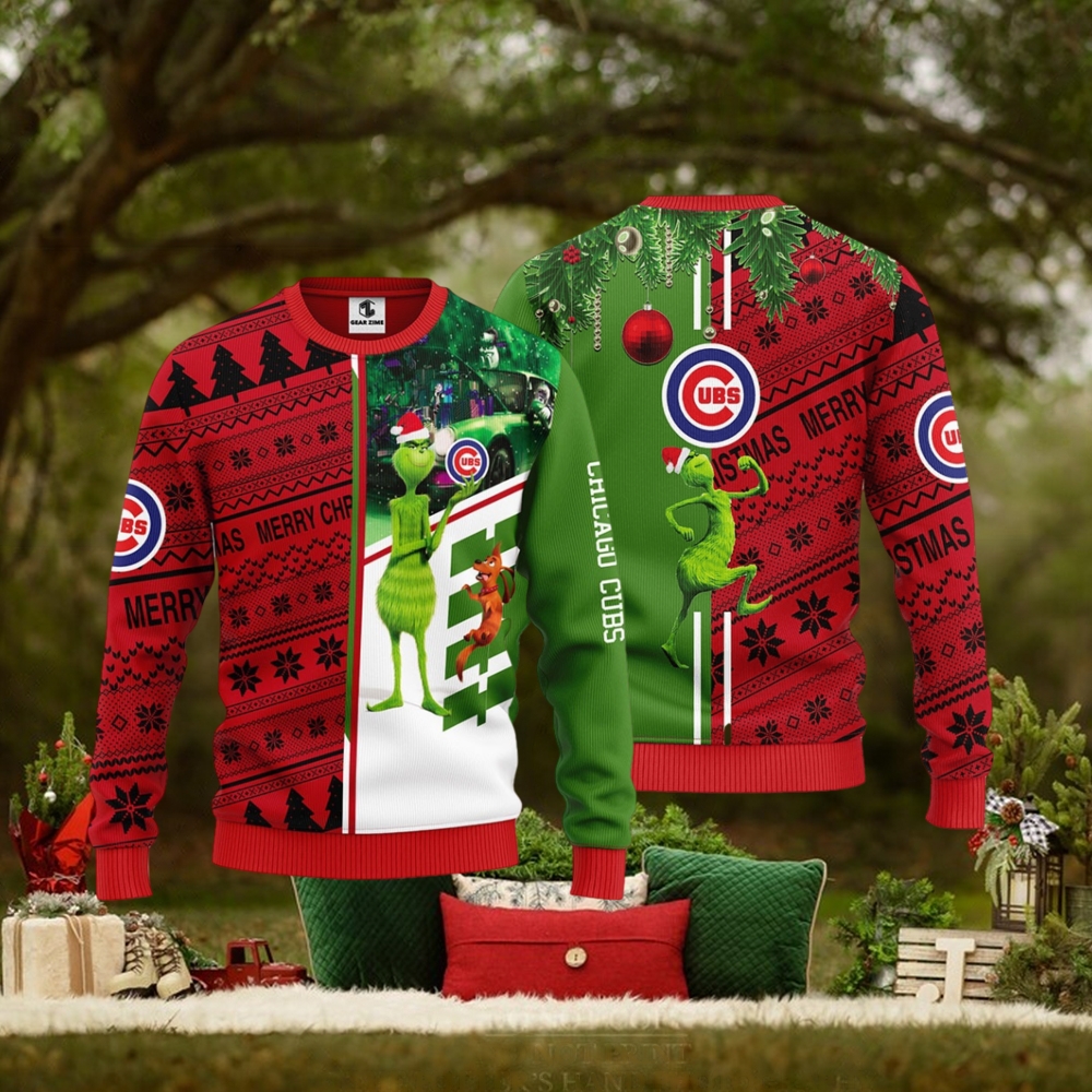 Chicago Cubs Grinch & Scooby doo Christmas Ugly Sweater 1