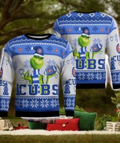 Chicago Cubs Grinch Snowflake Pattern Ugly Sweater Christmas