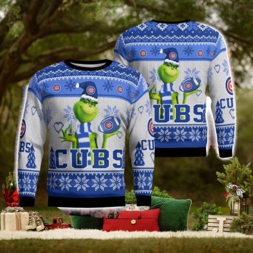 Chicago Cubs Grinch Snowflake Pattern Ugly Sweater Christmas