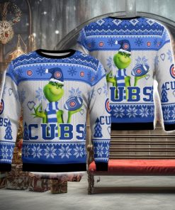 Chicago Cubs Grinch Snowflake Pattern Ugly Sweater Christmas